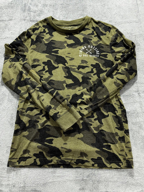 Aeropostale Mens M Olive Camo Long Sleeve Graphic Tee Casual
