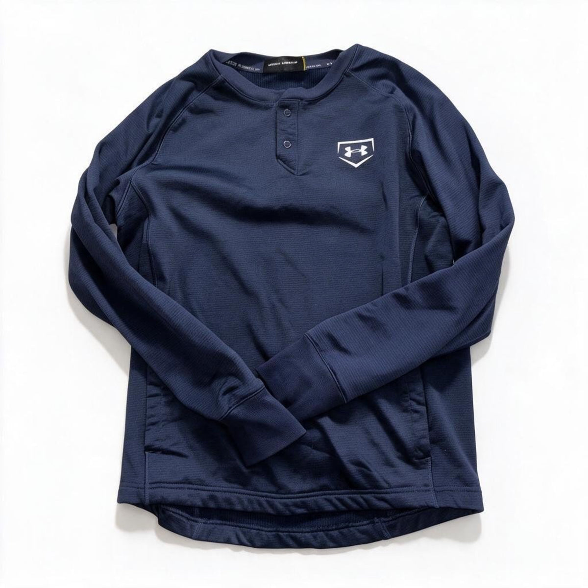 Under Armour Mens SM/P Navy Henley Long Sleeve Loose Fit Athletic Casual