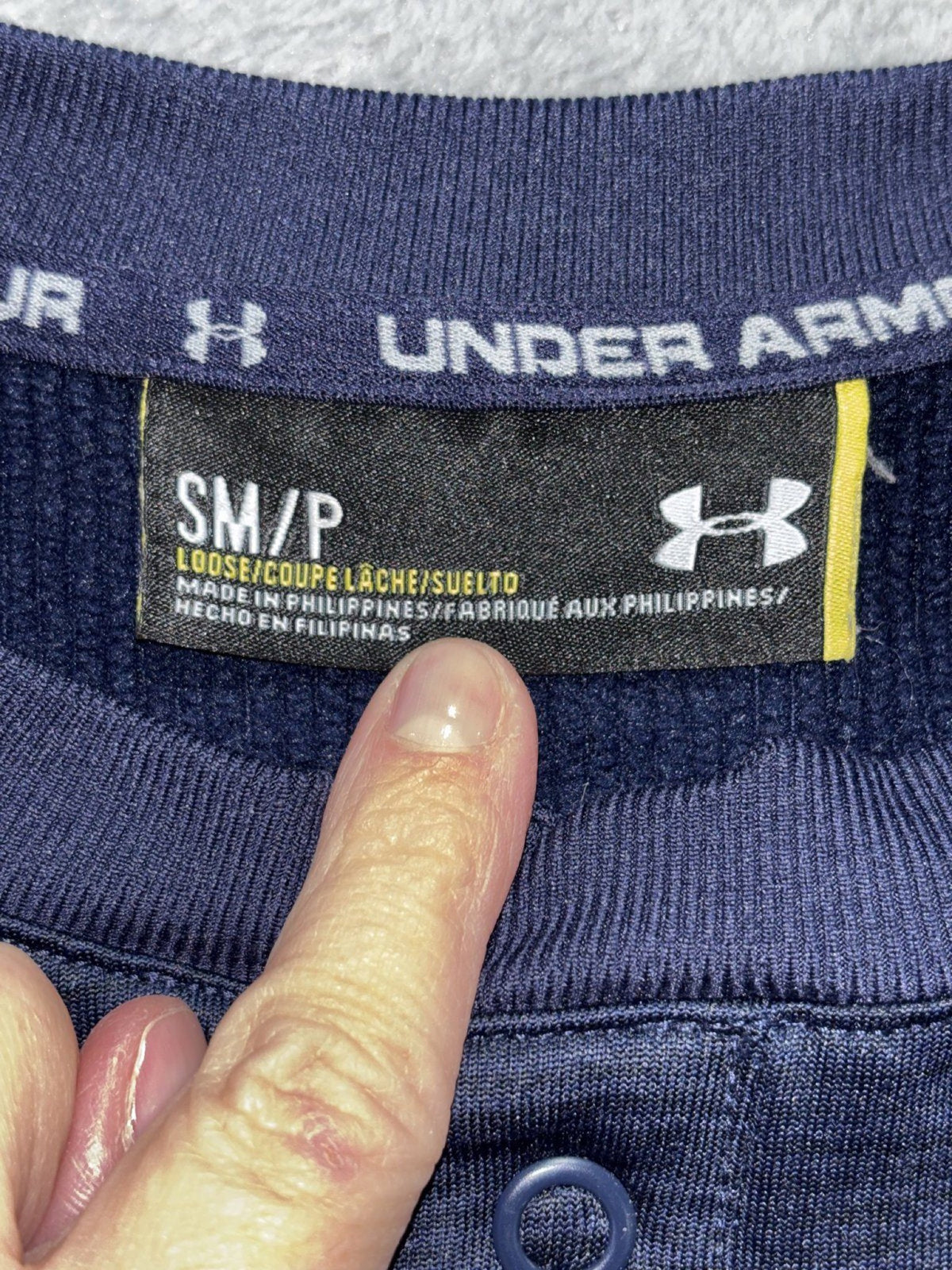 Under Armour Mens SM/P Navy Henley Long Sleeve Loose Fit Athletic Casual