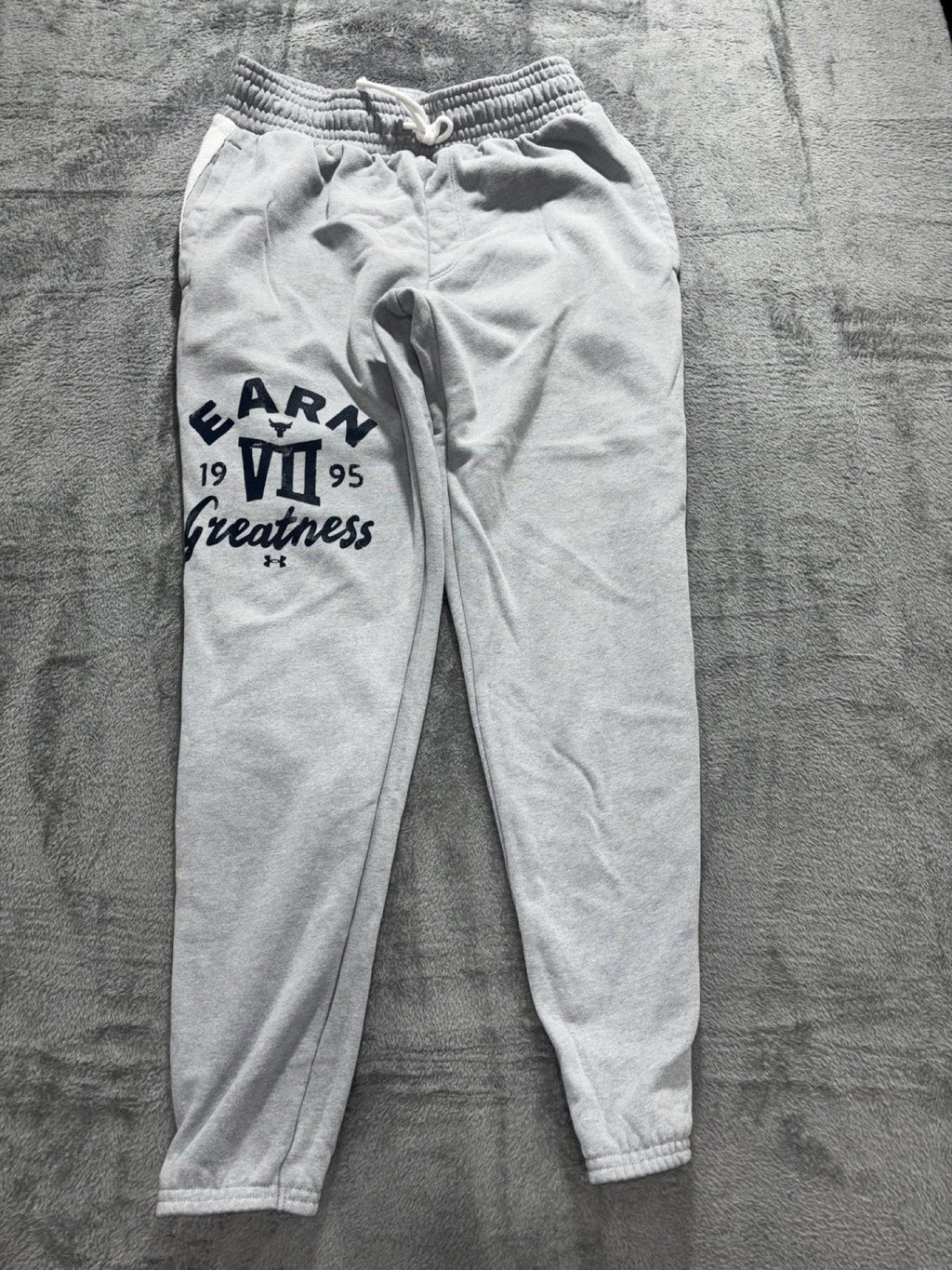 Under Armour Project Rock Mens MD/M/M Gray Earn Greatness Joggers Athleisure