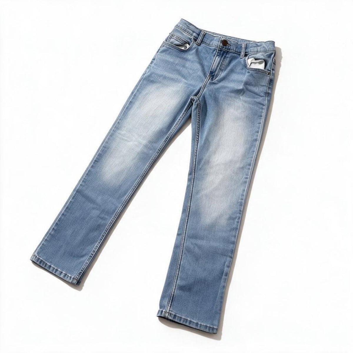 Wonder Nation Kids 16 Light Wash Straight Leg Jeans Distressed Casual