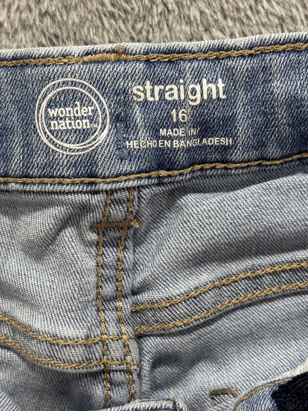 Wonder Nation Kids 16 Light Wash Straight Leg Jeans Distressed Casual