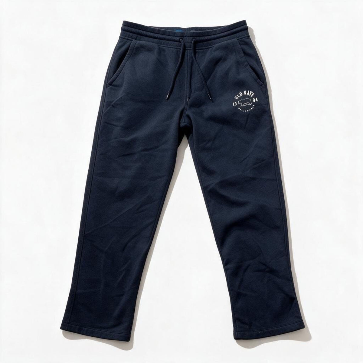Old Navy Mens M Navy Blue Fleece Sweatpants 1994 Graphic Casual Cozy