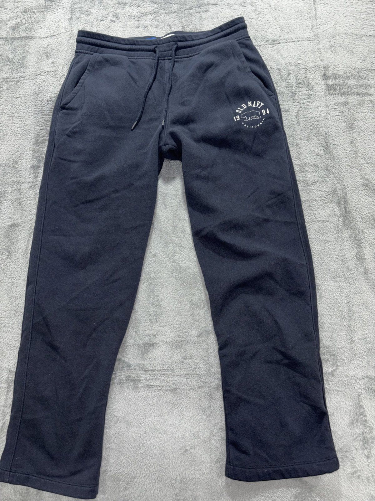 Old Navy Mens M Navy Blue Fleece Sweatpants 1994 Graphic Casual Cozy