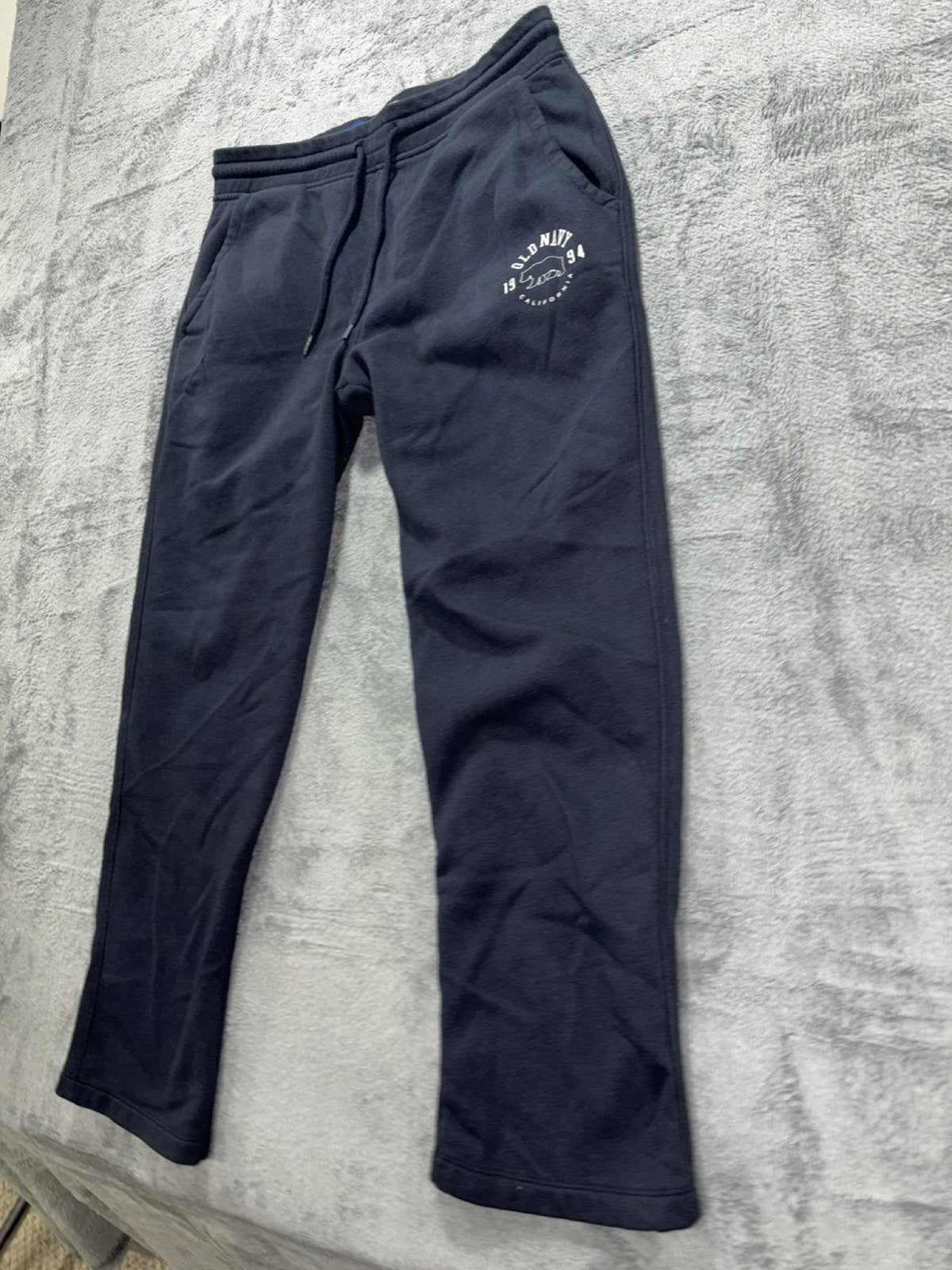 Old Navy Mens M Navy Blue Fleece Sweatpants 1994 Graphic Casual Cozy