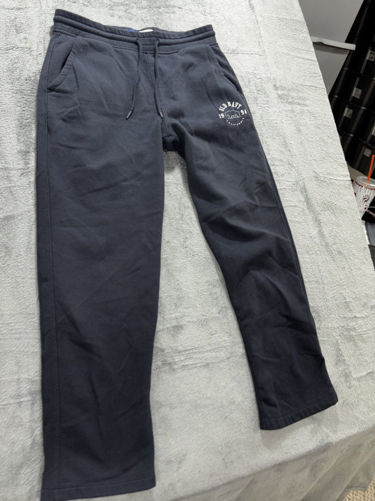 Old Navy Mens M Navy Blue Fleece Sweatpants 1994 Graphic Casual Cozy