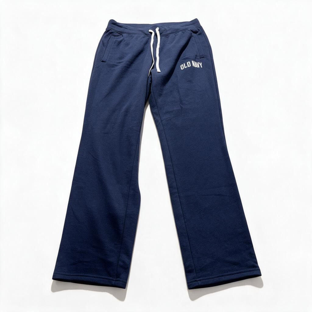 Old Navy Mens M Navy Blue Straight Leg Sweatpants Casual Cozy Logo
