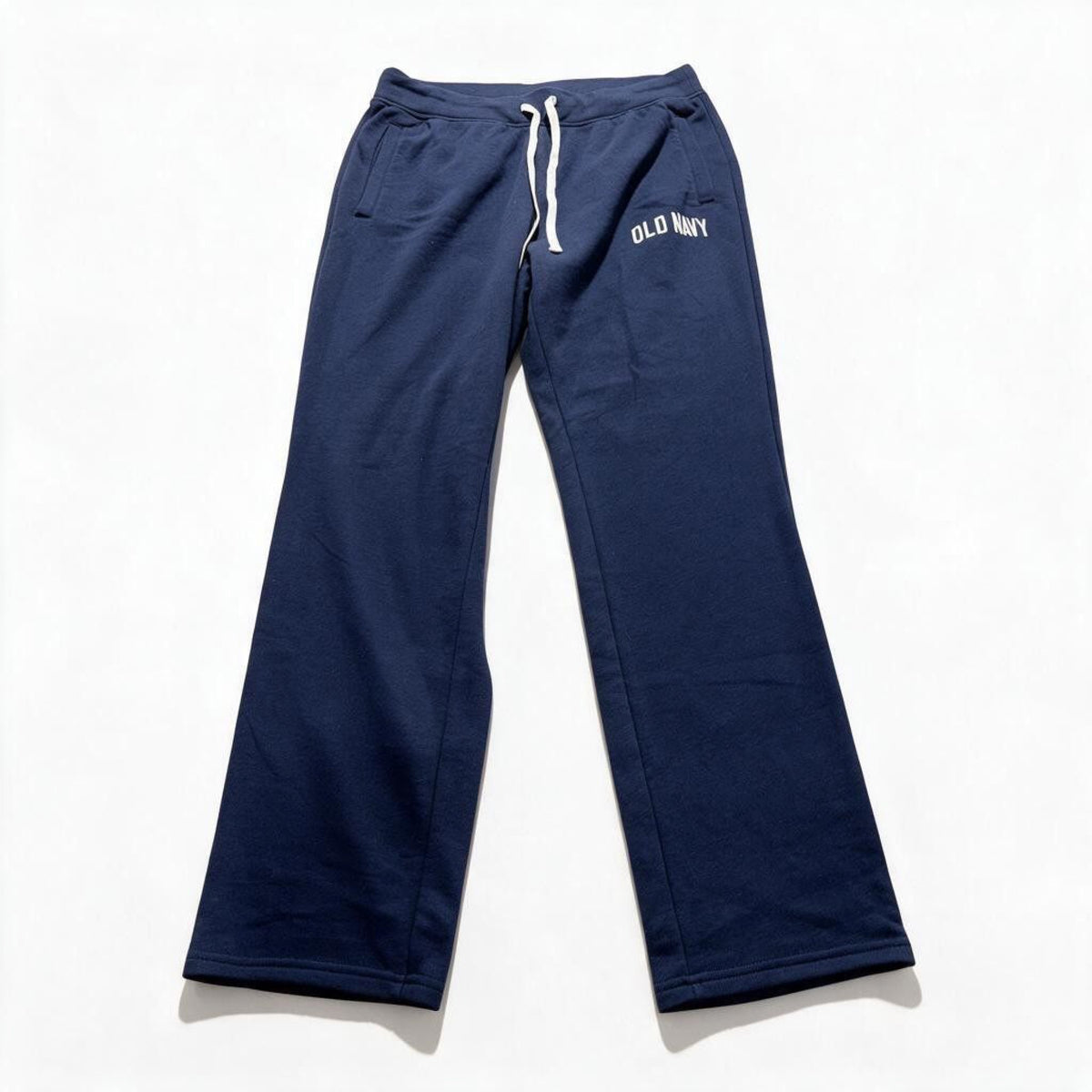 Old Navy Mens M Navy Blue Straight Leg Sweatpants Casual Cozy Logo