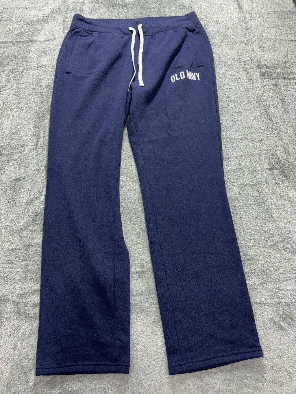 Old Navy Mens M Navy Blue Straight Leg Sweatpants Casual Cozy Logo