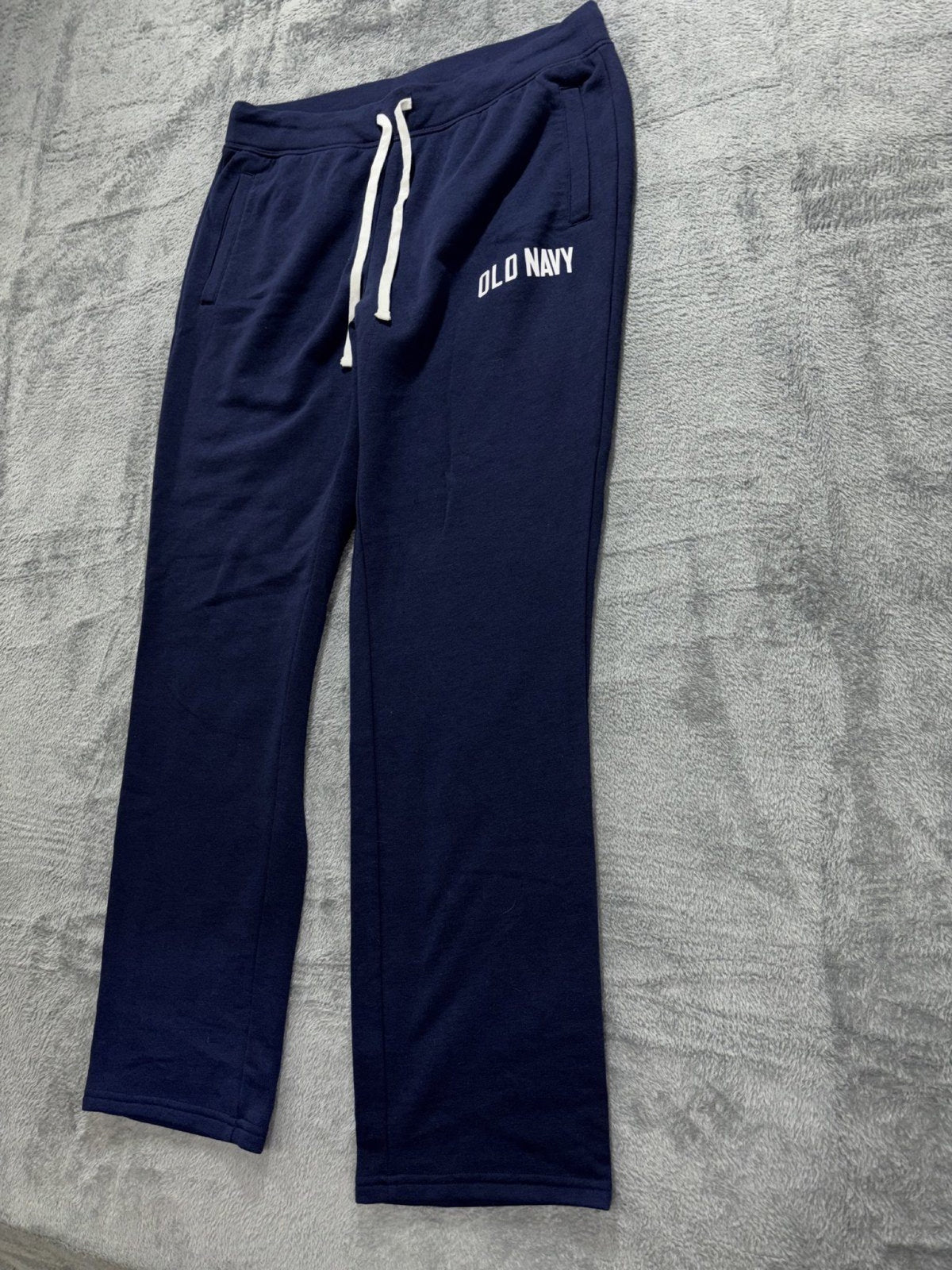 Old Navy Mens M Navy Blue Straight Leg Sweatpants Casual Cozy Logo