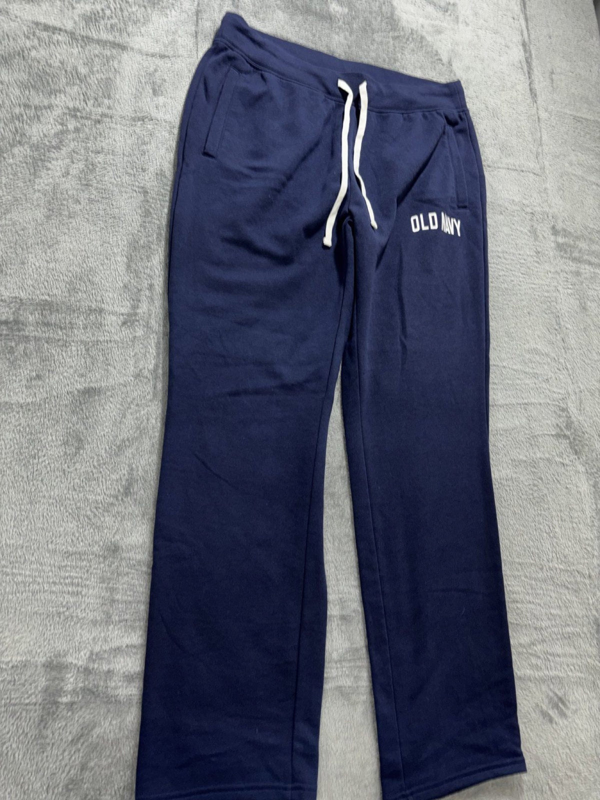 Old Navy Mens M Navy Blue Straight Leg Sweatpants Casual Cozy Logo