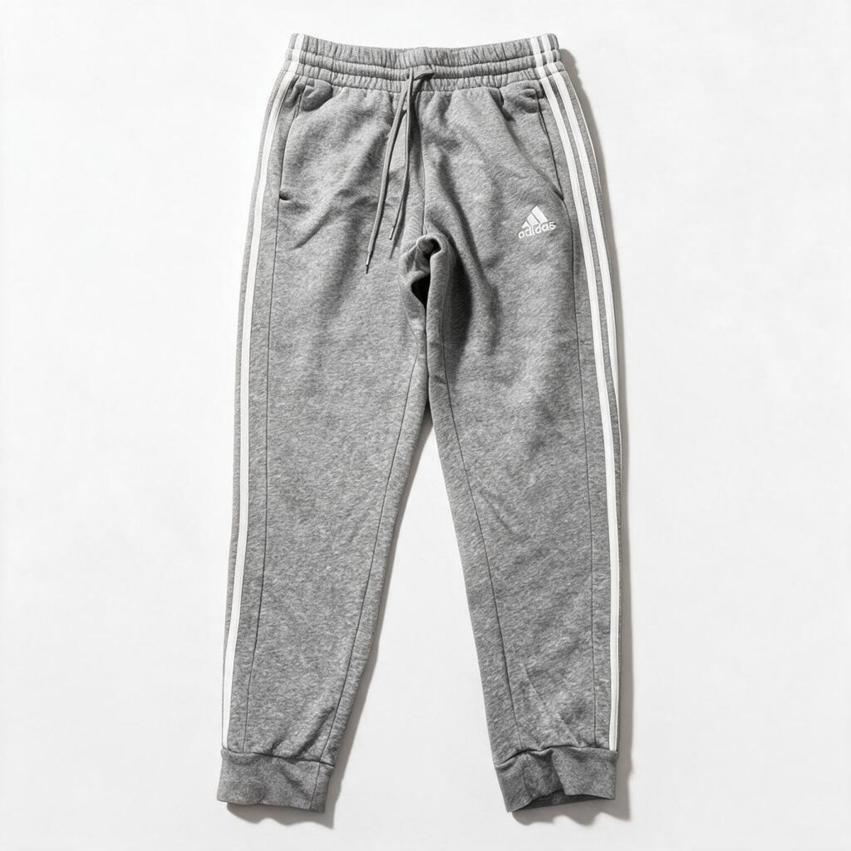 Adidas Mens M Heather Gray Three Stripe Jogger Sweatpants Athleisure
