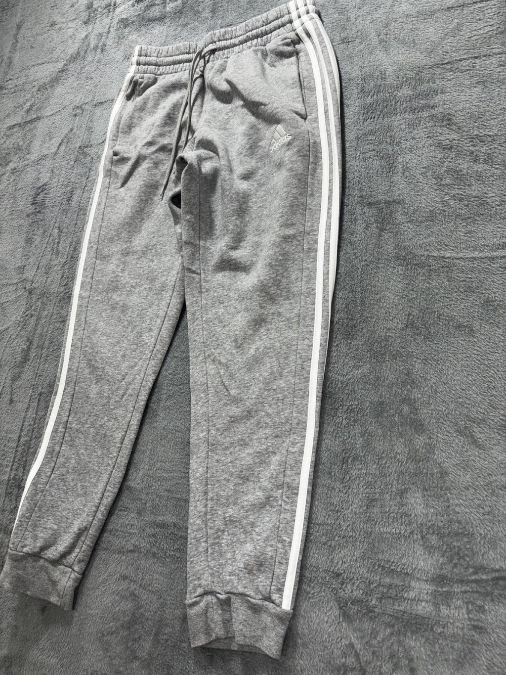 Adidas Mens M Heather Gray Three Stripe Jogger Sweatpants Athleisure