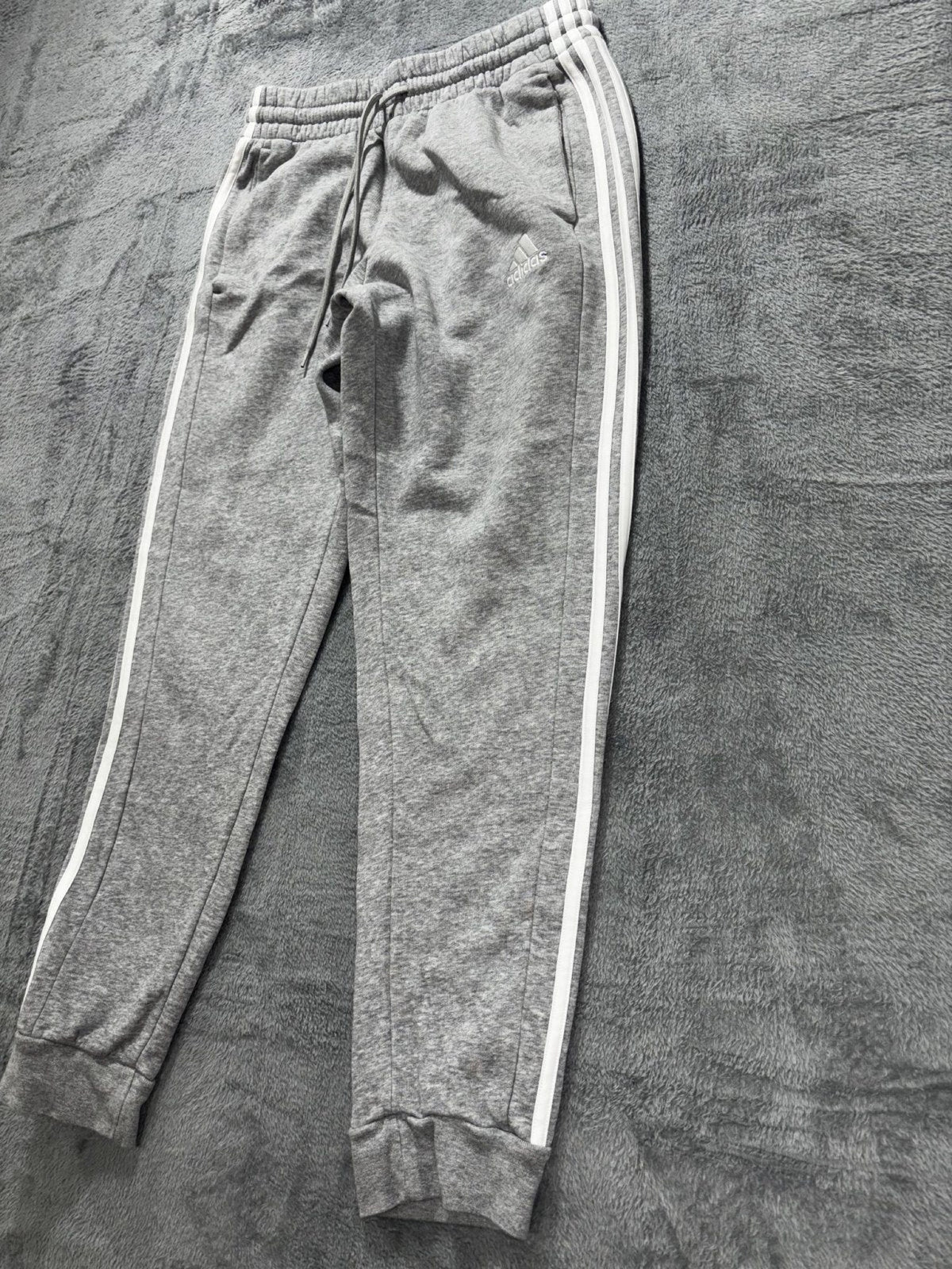 Adidas Mens M Heather Gray Three Stripe Jogger Sweatpants Athleisure