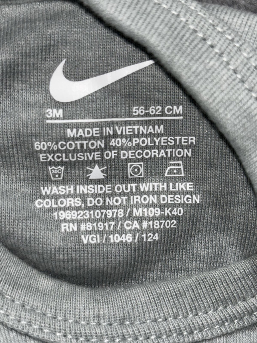 Nike Baby 3M 5 Piece Bundle Rompers Bodysuit Blue Gray Cream
