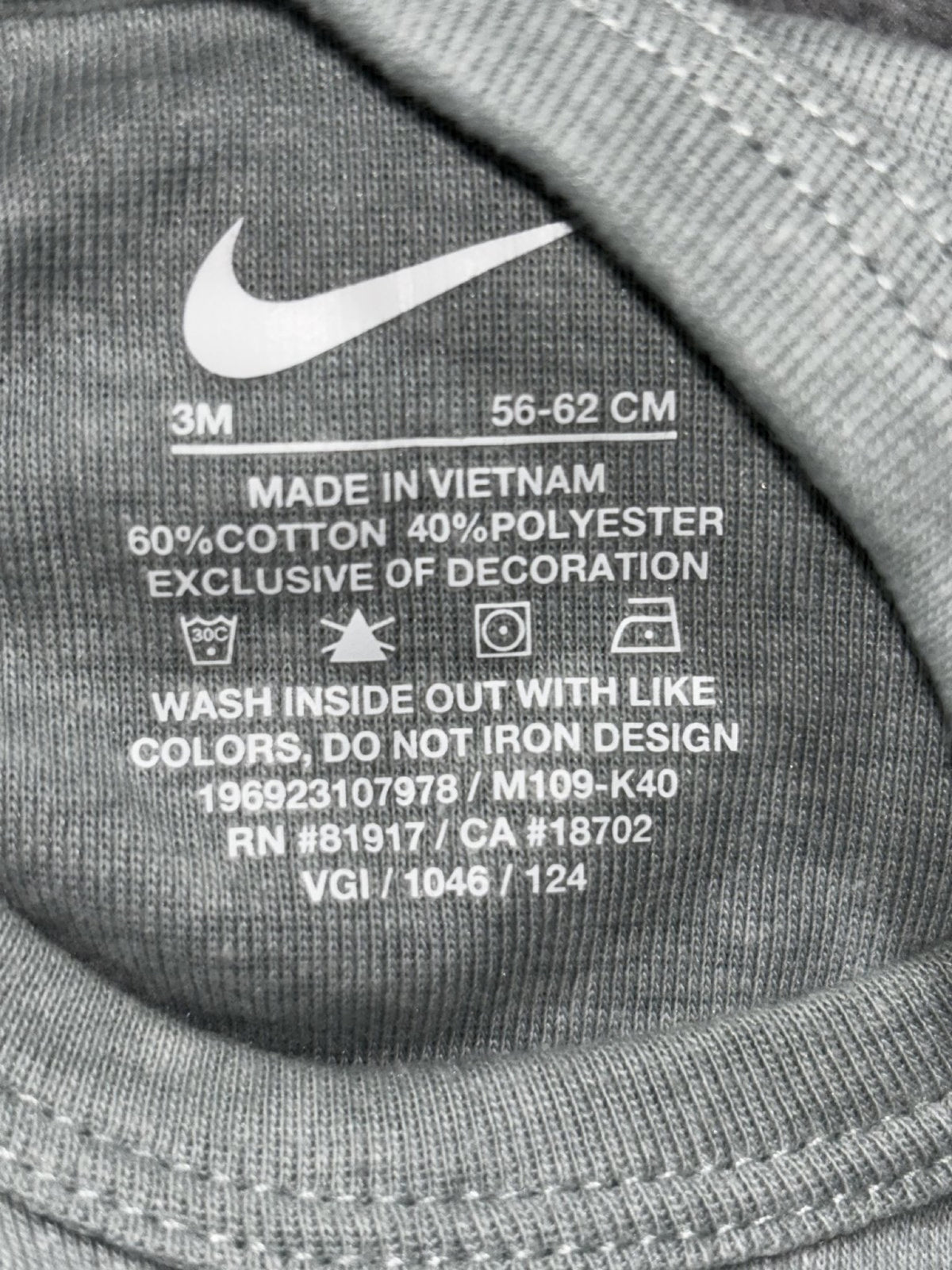 Nike Baby 3M 5 Piece Bundle Rompers Bodysuit Blue Gray Cream