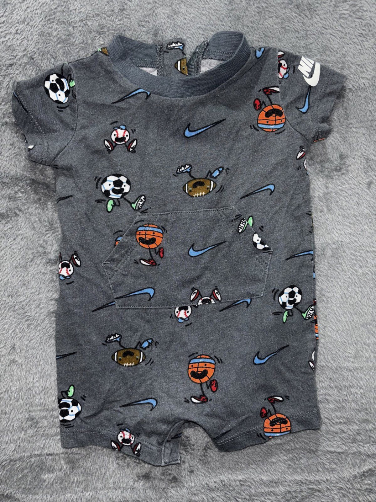 Nike Baby 3M 5 Piece Bundle Rompers Bodysuit Blue Gray Cream