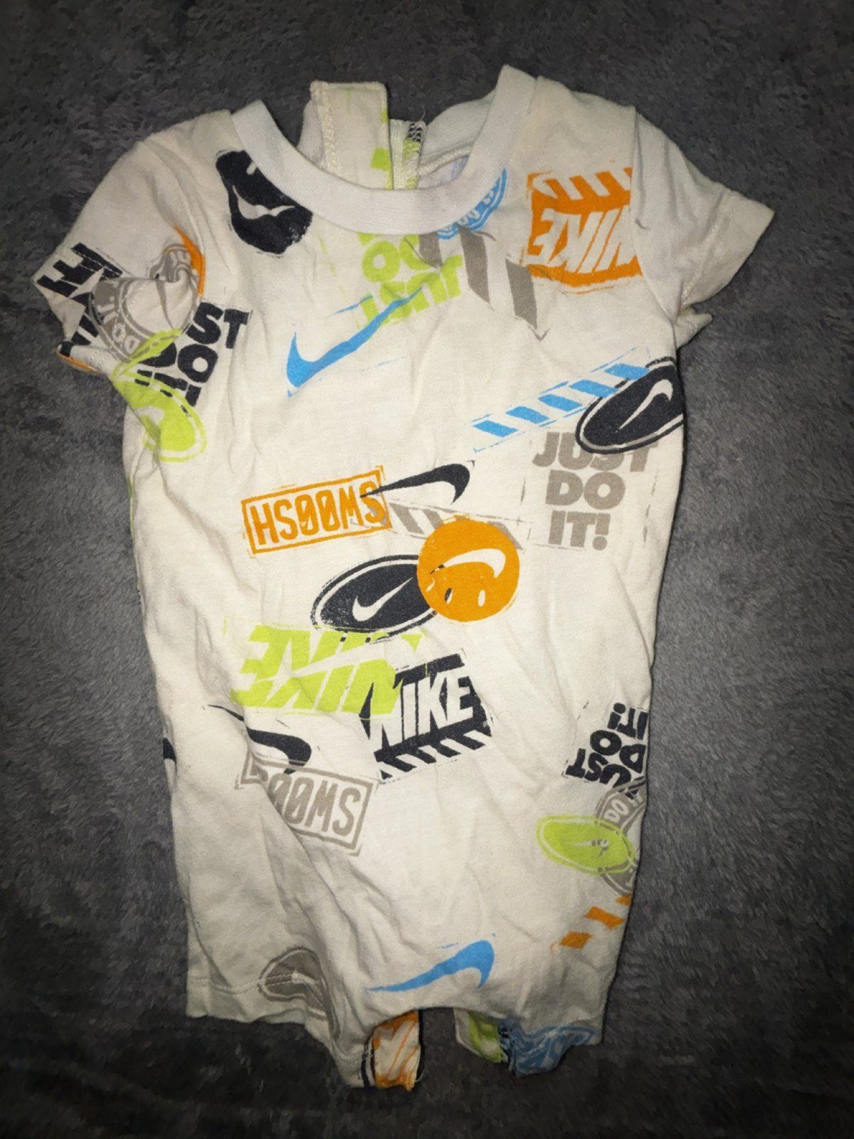 Nike Baby 3M 5 Piece Bundle Rompers Bodysuit Blue Gray Cream