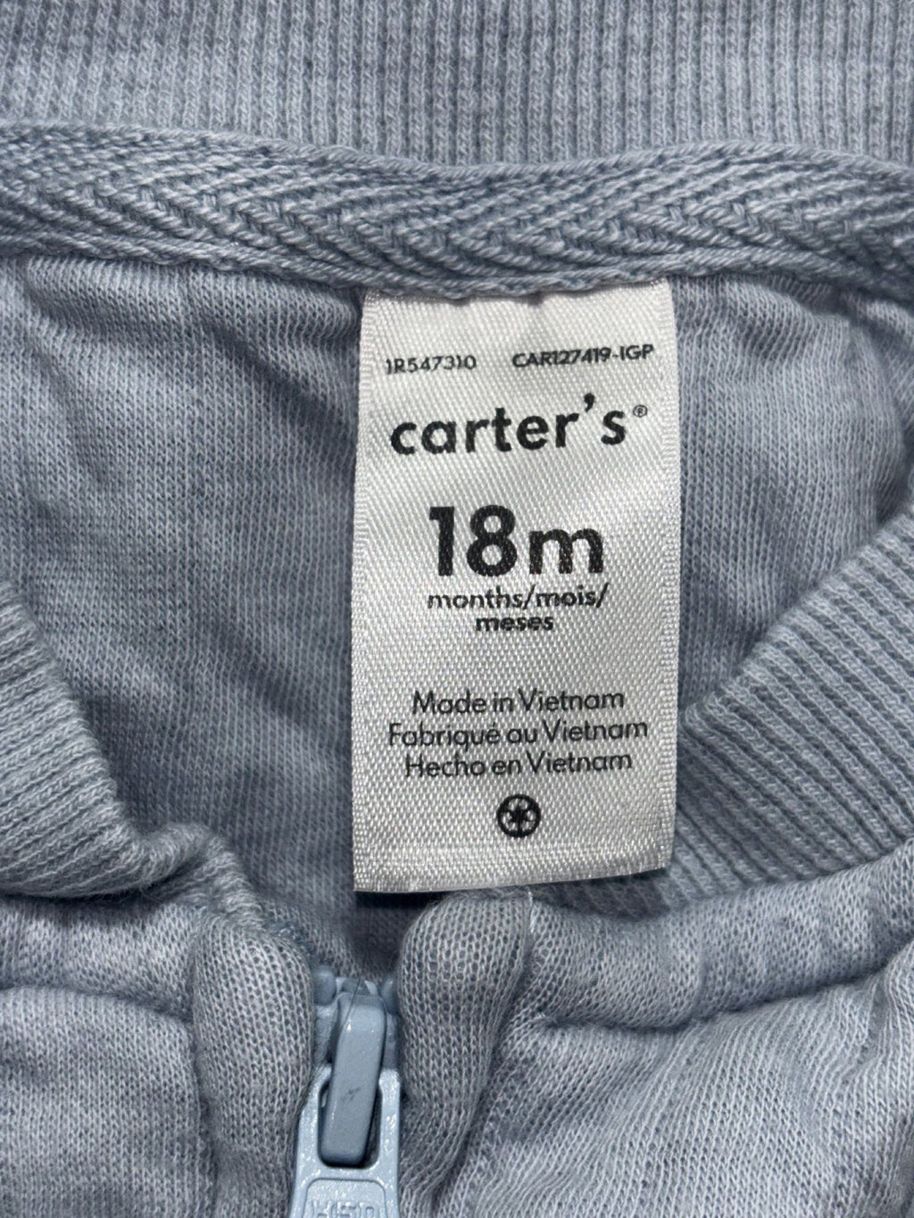 Carter's Baby 18M 4 Piece Bundle Quilted Romper Fleece Jacket Pants Blue Olive