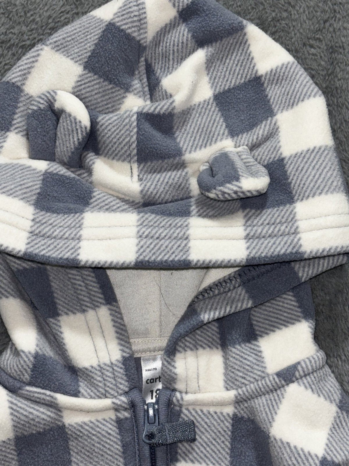 Carter's Baby 18M 4 Piece Bundle Quilted Romper Fleece Jacket Pants Blue Olive