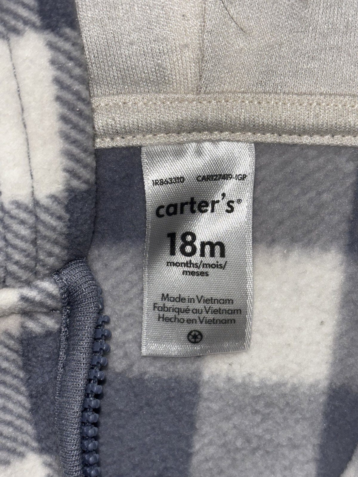 Carter's Baby 18M 4 Piece Bundle Quilted Romper Fleece Jacket Pants Blue Olive