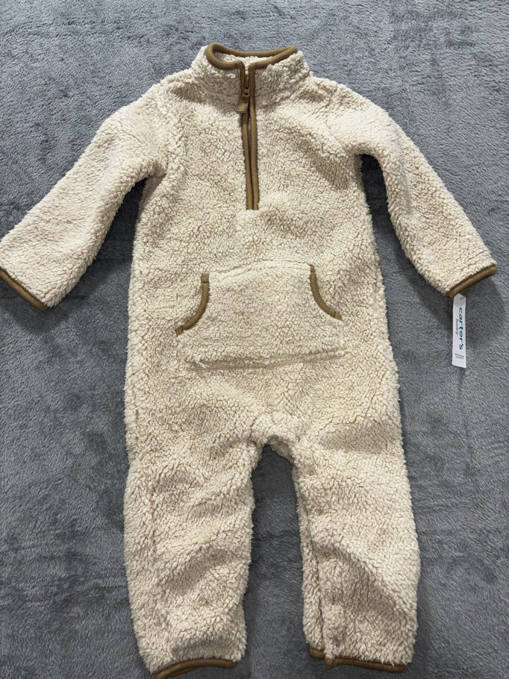 Carter's Baby 24M 2 Piece Bundle Rompers Cream Sherpa Green Thermal