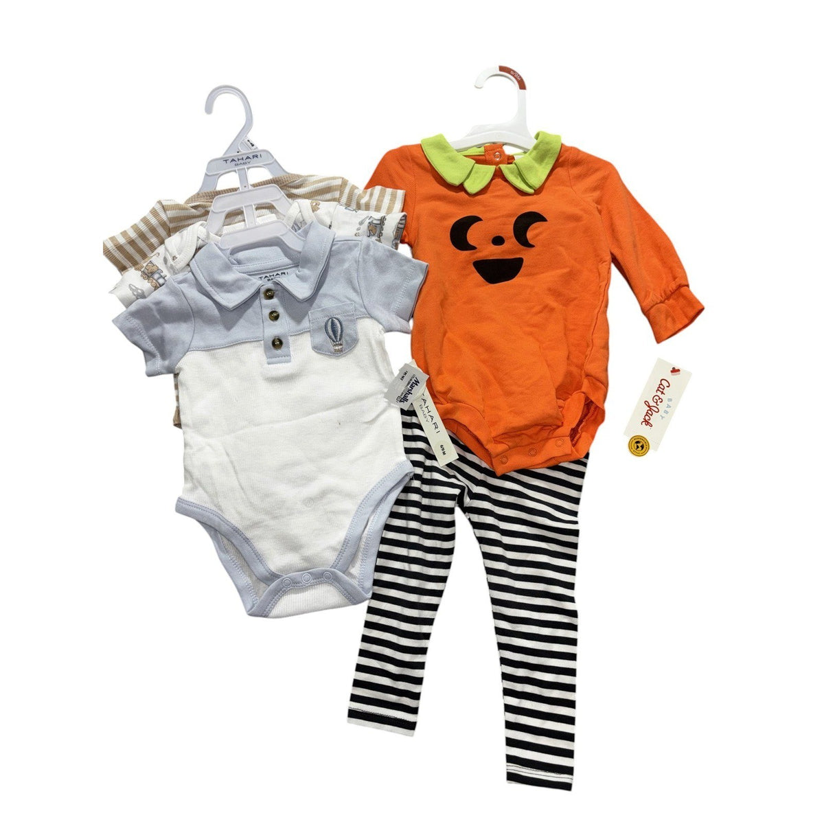 Tahari Baby Cat & Jack Baby 6-9M 5 Piece Bundle Pumpkin Set Bodysuits Orange