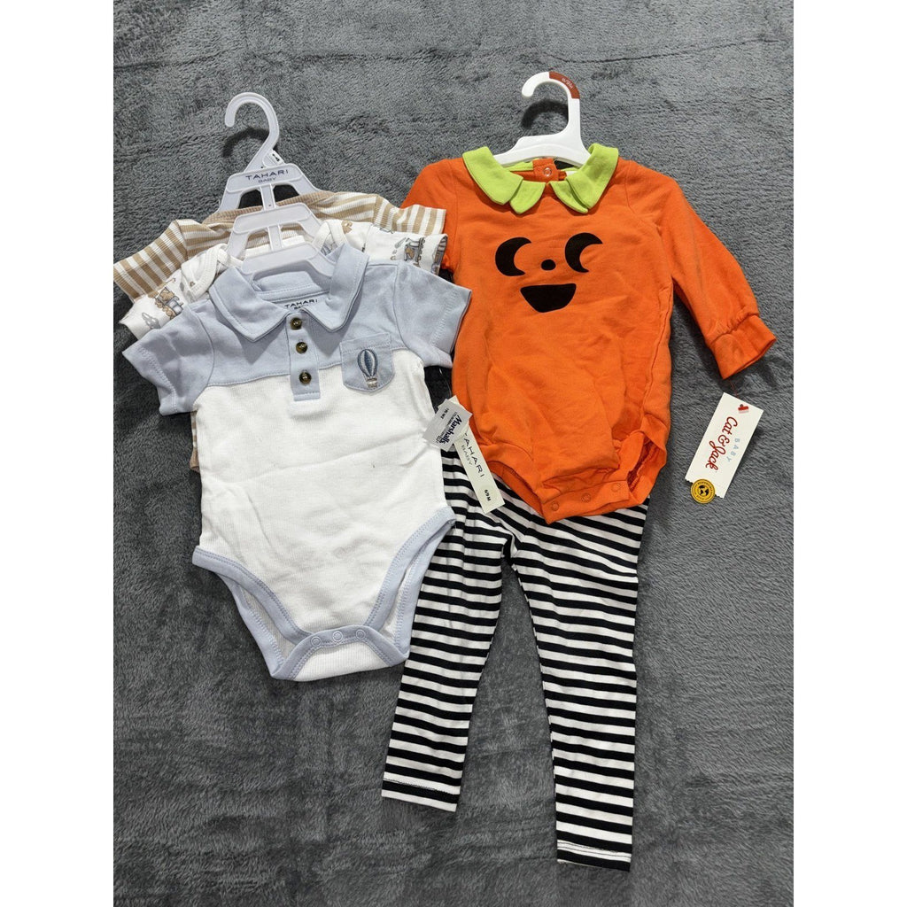 Tahari Baby Cat & Jack Baby 6-9M 5 Piece Bundle Pumpkin Set Bodysuits Orange