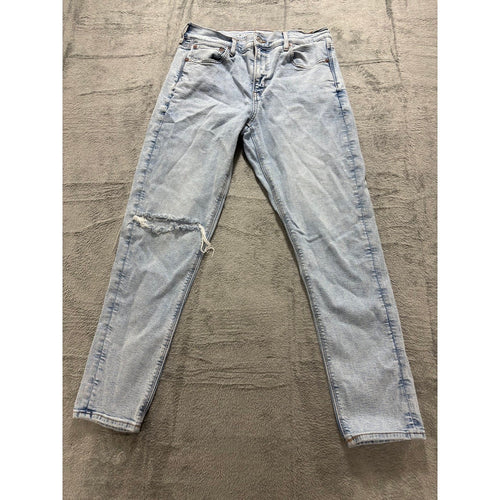 American Eagle 10 Womens Light Wash Distressed Jeans Denim Casual Boho Vintage