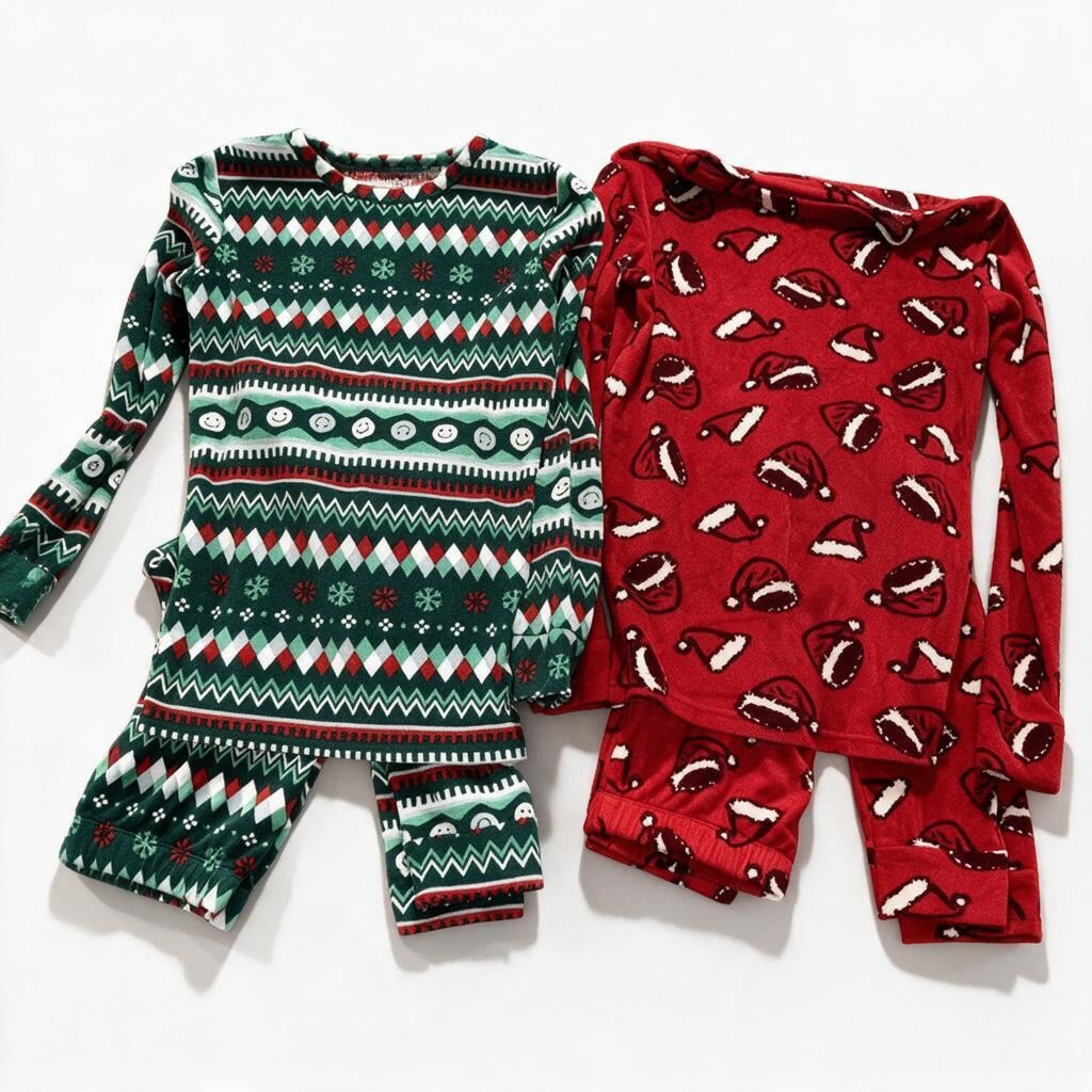 Cat & Jack Kids 14 4 Piece Bundle Christmas Pajama Sets Green Red Sleepwear