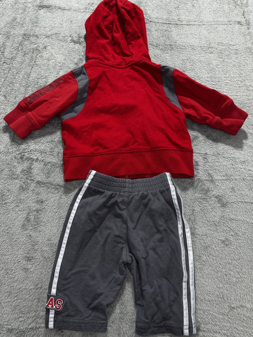 Nike Adidas Baby 3M 4 Piece Bundle Navy Rompers Red Hoodie Gray Pants