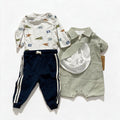 Carter's Liam & James Baby 12M Bundle Football Bodysuit Pants Gingham Romper Cap