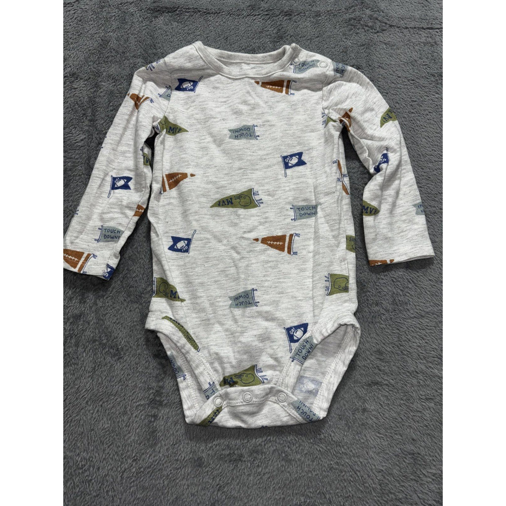 Carter's Liam & James Baby 12M Bundle Football Bodysuit Pants Gingham Romper Cap