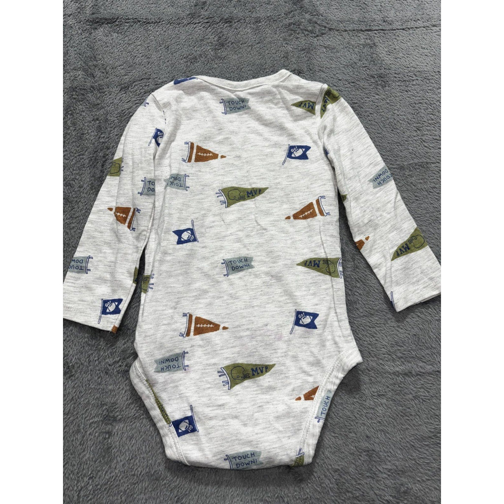 Carter's Liam & James Baby 12M Bundle Football Bodysuit Pants Gingham Romper Cap