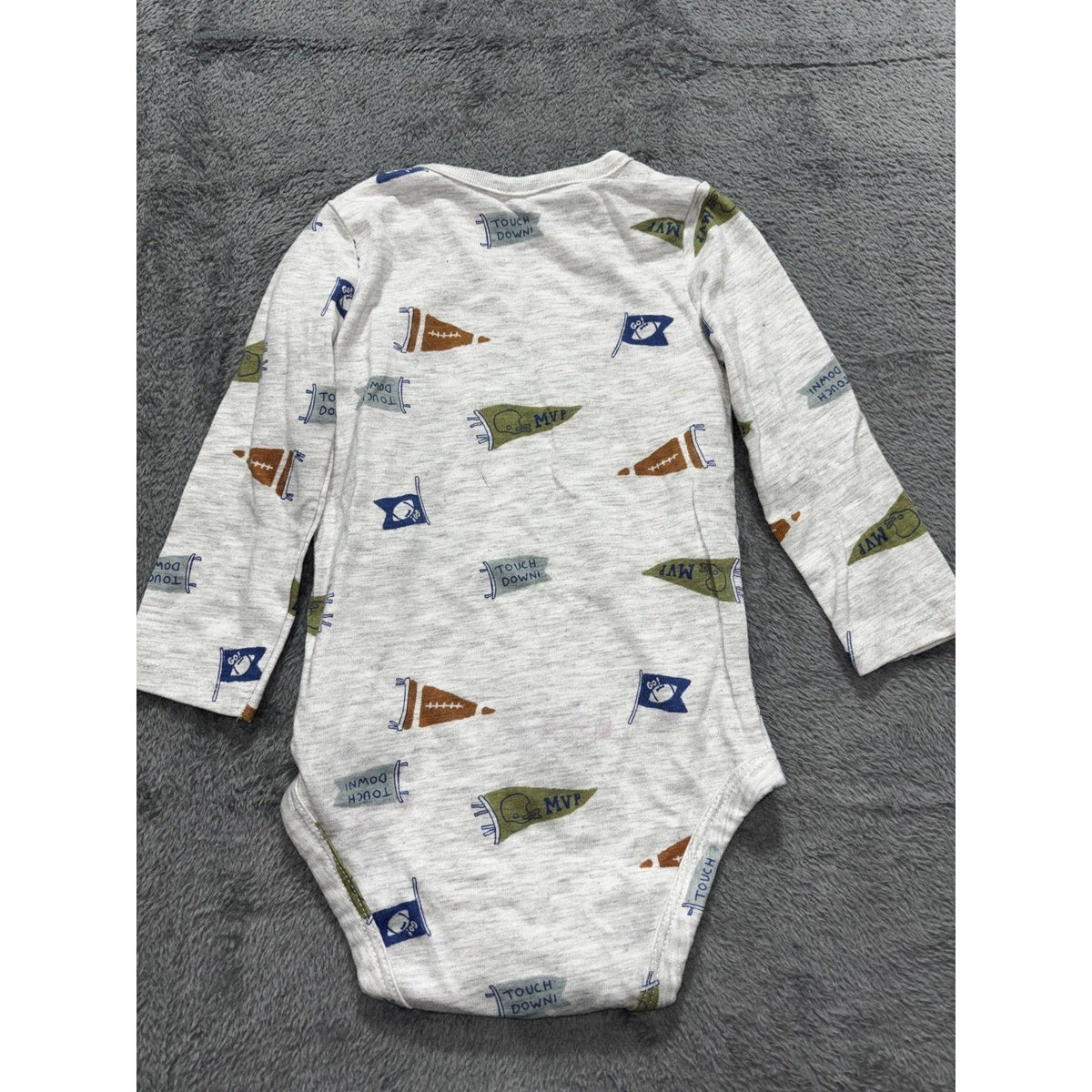 Carter's Liam & James Baby 12M Bundle Football Bodysuit Pants Gingham Romper Cap