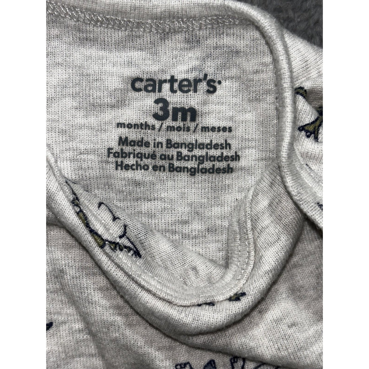 Carter's Baby 3M 5 Piece Bundle Rompers Bodysuits Bear Dino Navy Cream Green
