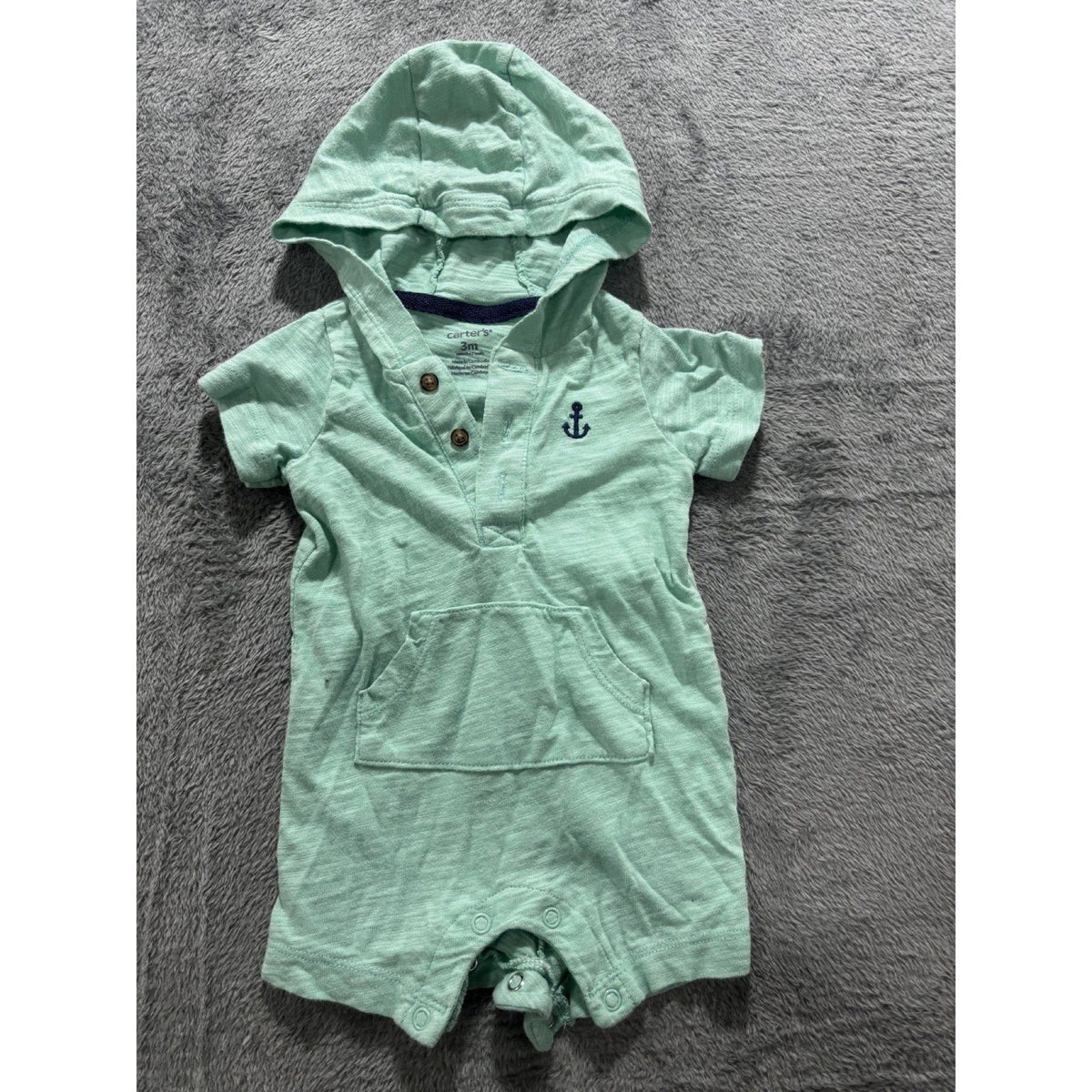 Carter's Baby 3M 4 Piece Bundle Rompers Rash Guard Sea Turtle Mint Gray Coral