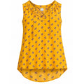 Old Navy Womens XL Mustard Yellow Floral Split Neck Tie Sleeveless Blouse Top