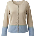 Van Heusen Cardigan Womens XL Beige Blue Colorblock Button Front Sweater