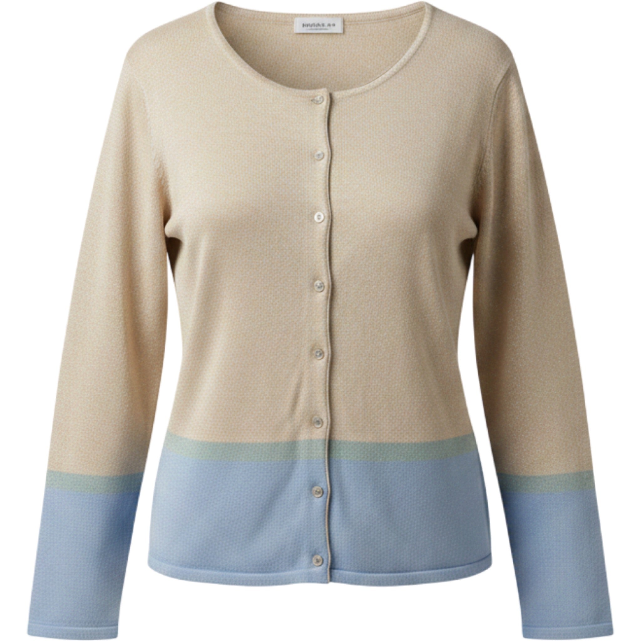 Van Heusen Cardigan Womens XL Beige Blue Colorblock Button Front Sweater