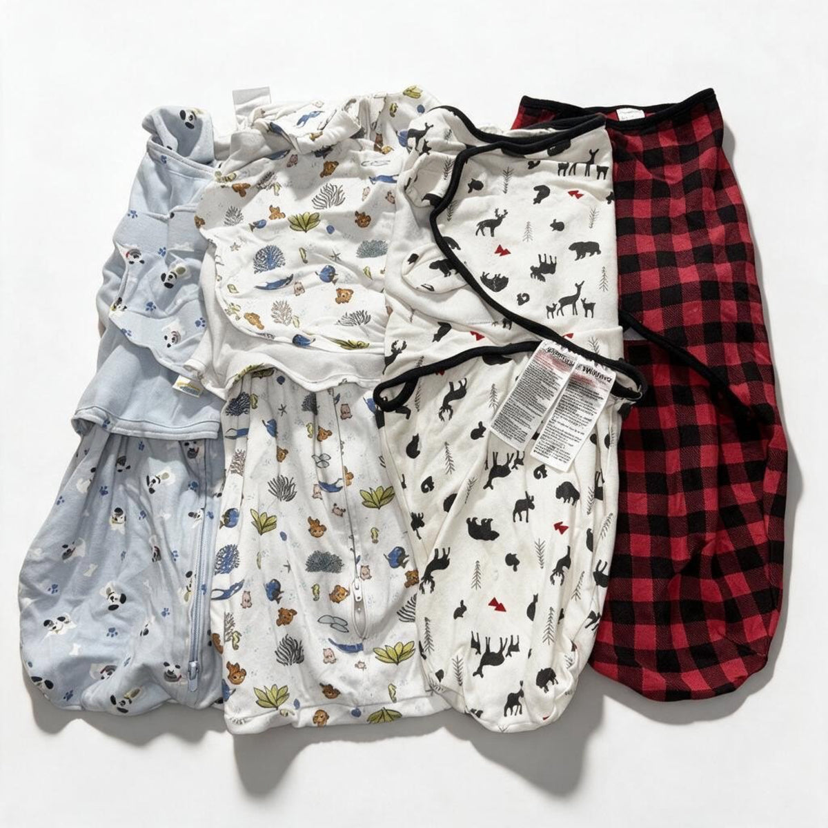 Halo Baby Sizes S to M/L 3-6M 4 Piece Swaddles Sleep Sacks Disney Puppy Plaid