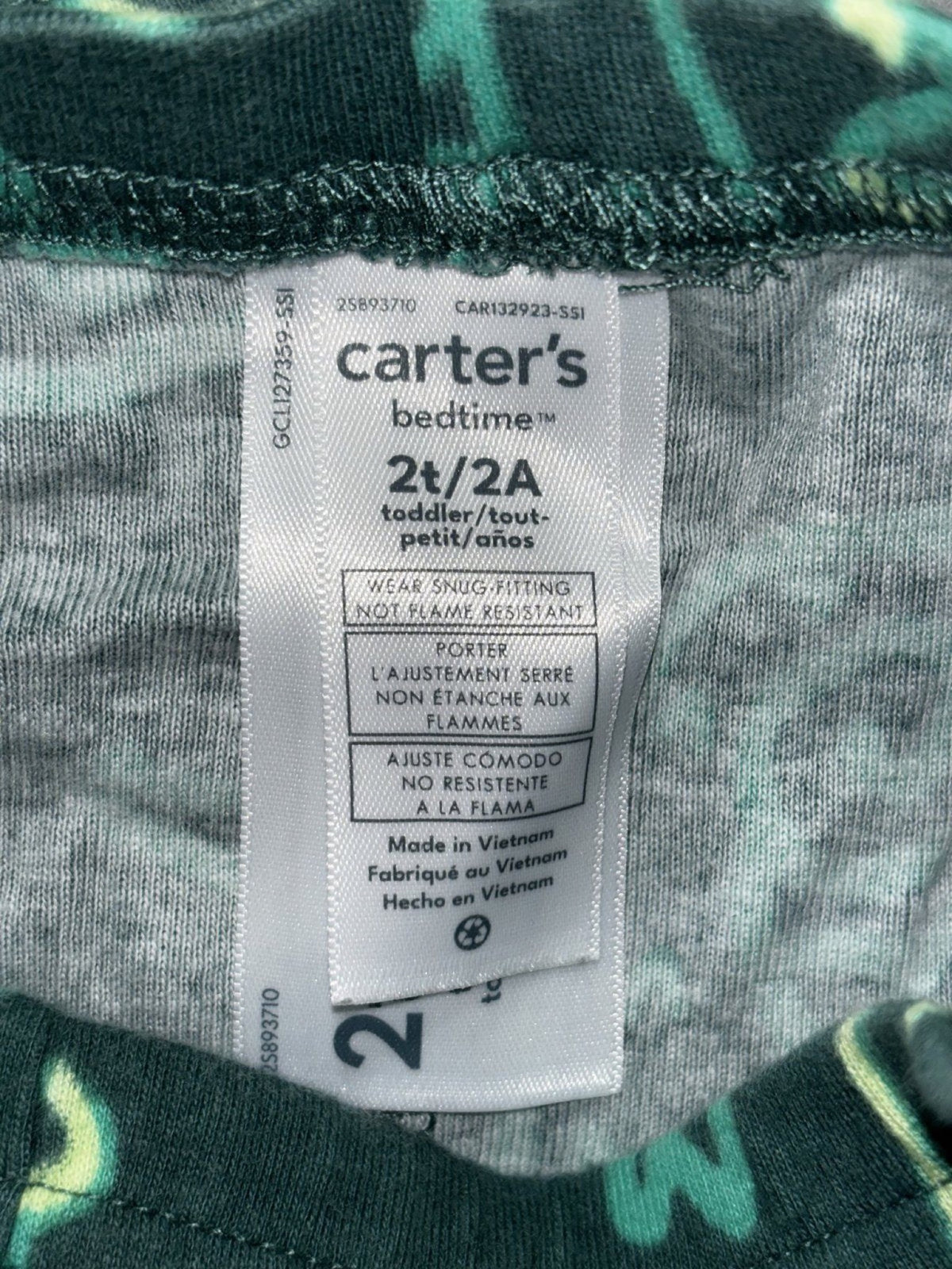 Carter's Toddler 2T 4 Piece Bundle Pajamas Green Lizard Blue Pumpkin Set Cozy