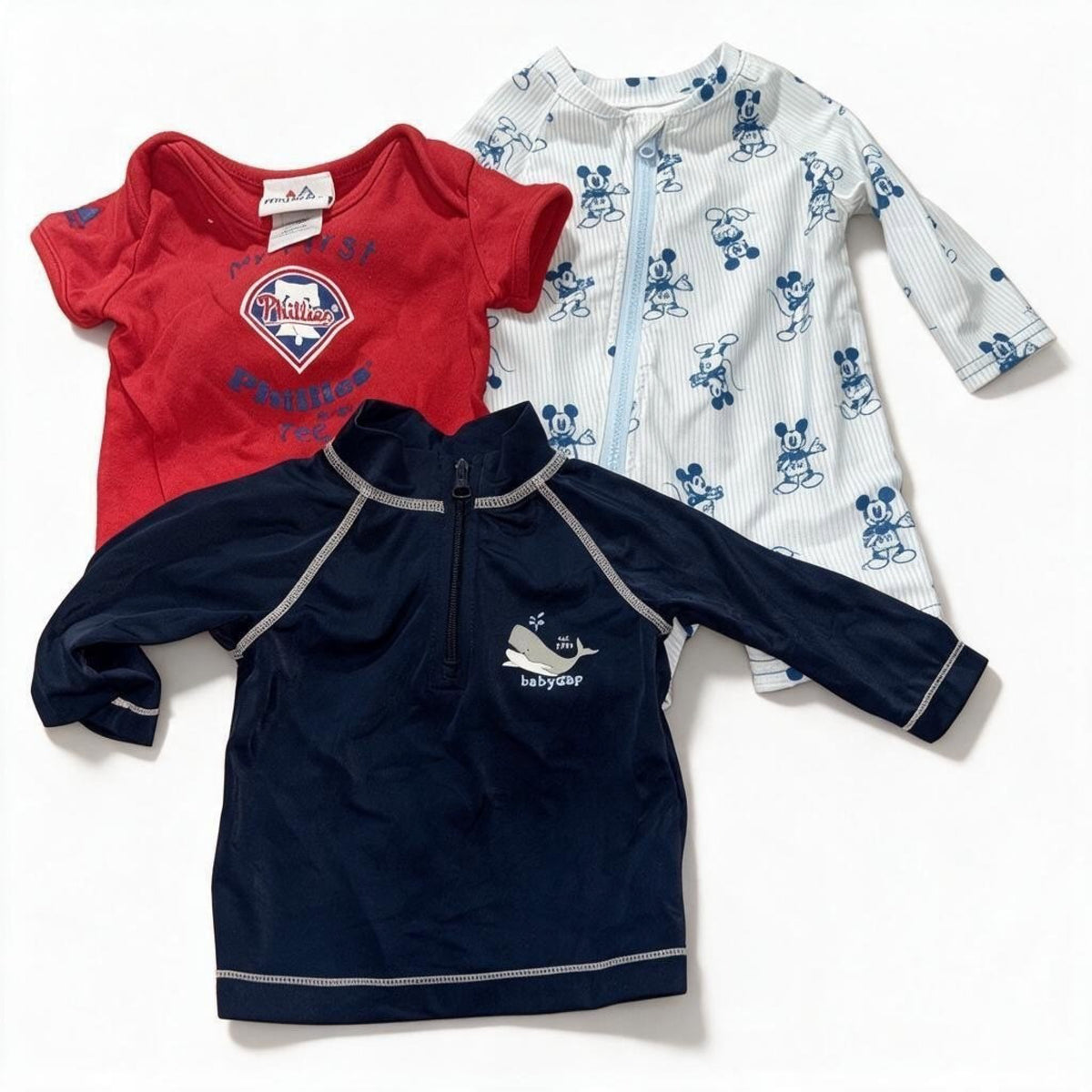 Majestic Baby Sizes 3-6M to 6M 3 Piece Bundle Phillies Tee Mickey babyGap