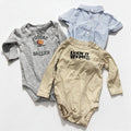 Wonder Nation Baby Sizes 6-9M to 9-12M 3 Piece Bundle Bodysuits Gray Tan Blue