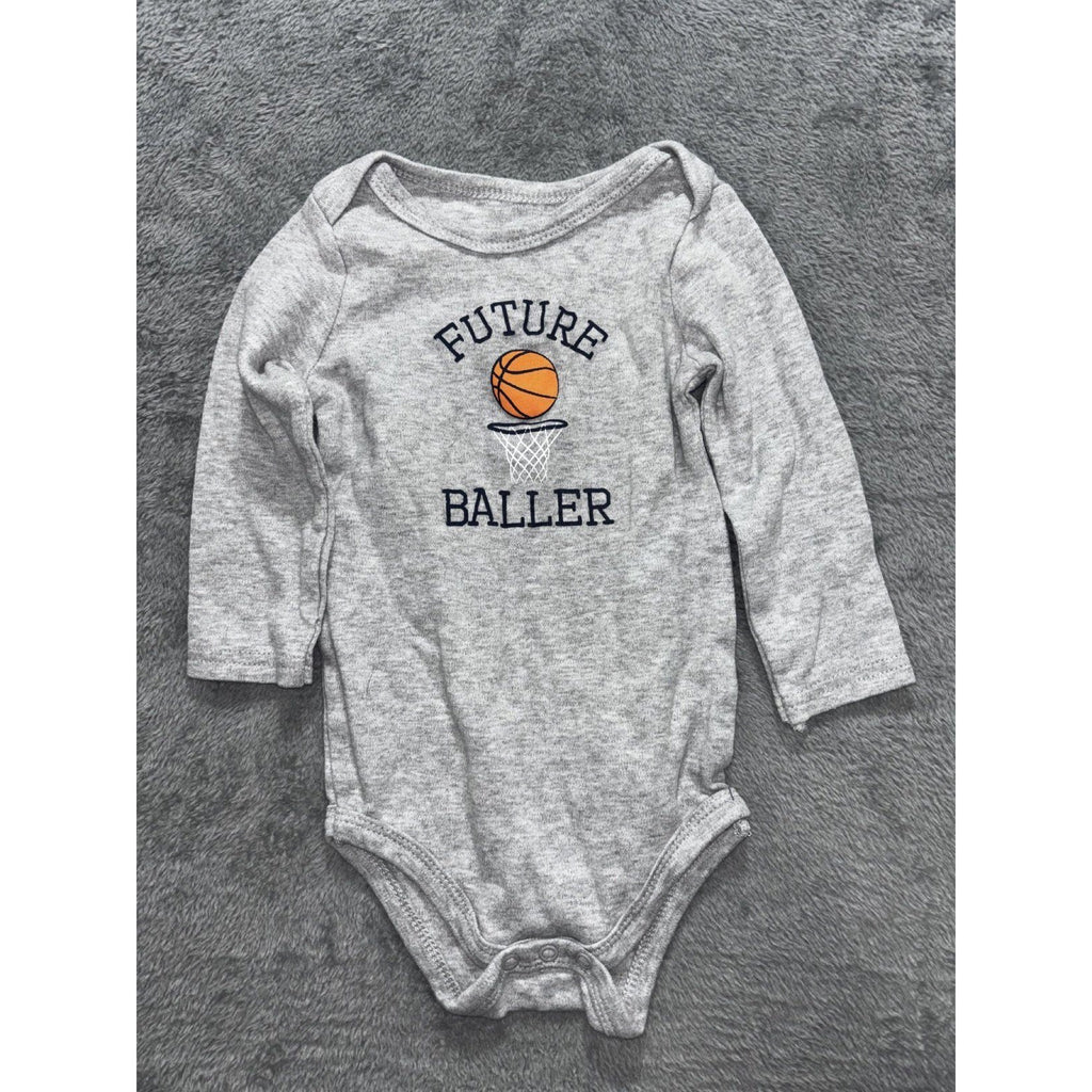 Wonder Nation Baby Sizes 6-9M to 9-12M 3 Piece Bundle Bodysuits Gray Tan Blue
