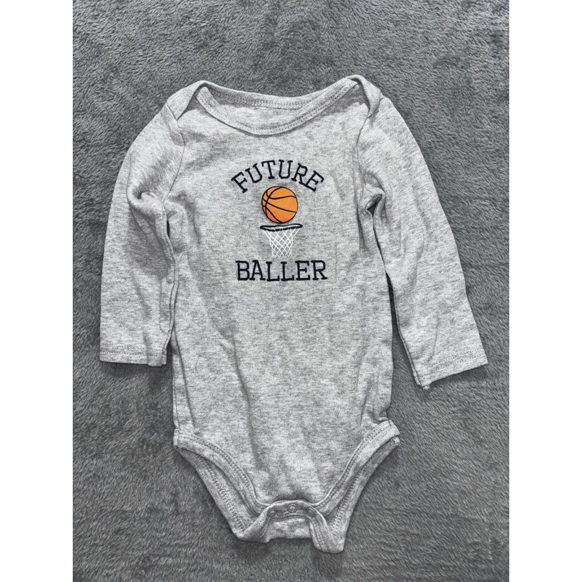 Wonder Nation Baby Sizes 6-9M to 9-12M 3 Piece Bundle Bodysuits Gray Tan Blue