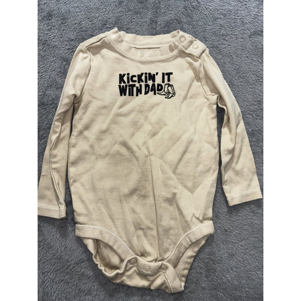 Wonder Nation Baby Sizes 6-9M to 9-12M 3 Piece Bundle Bodysuits Gray Tan Blue