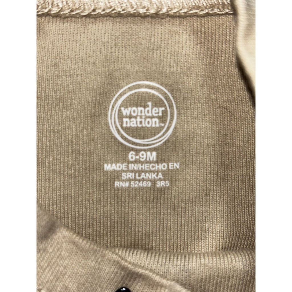 Wonder Nation Baby Sizes 6-9M to 9-12M 3 Piece Bundle Bodysuits Gray Tan Blue