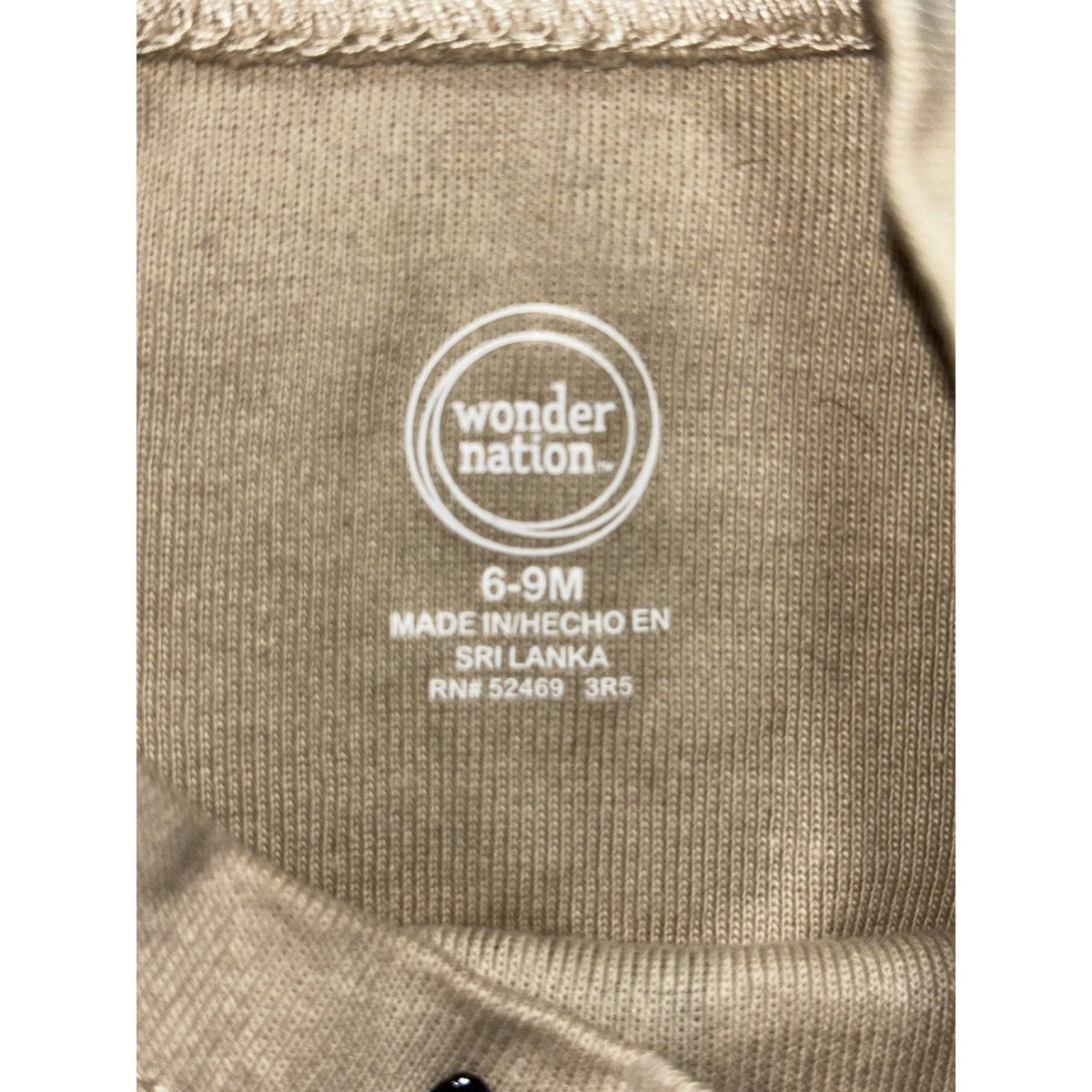 Wonder Nation Baby Sizes 6-9M to 9-12M 3 Piece Bundle Bodysuits Gray Tan Blue