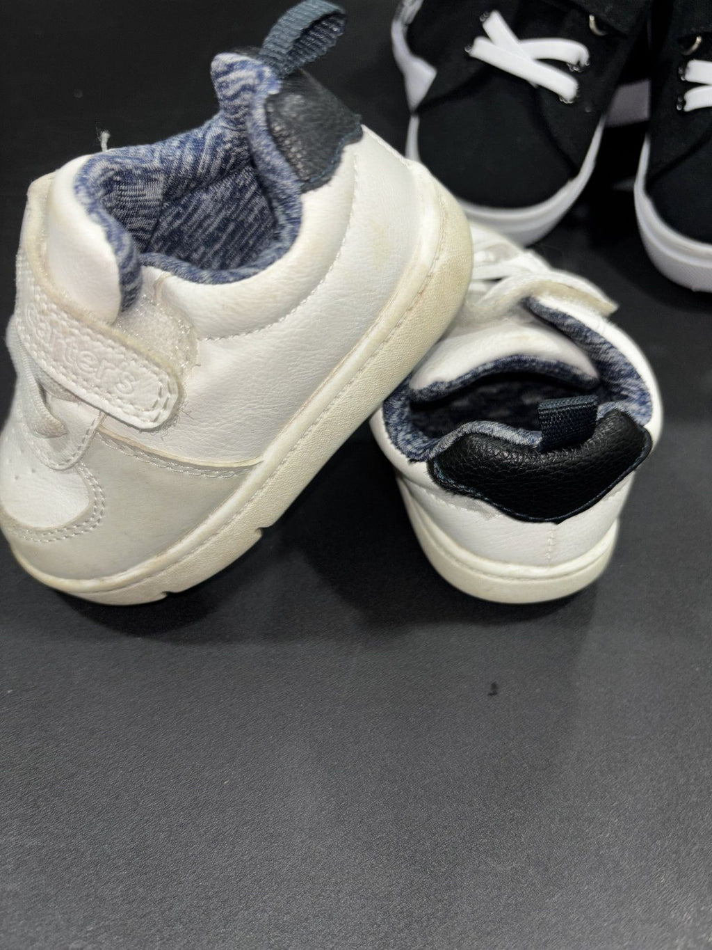 Carter's FabKids Toddler Shoes Lot 4 Pairs US 5 Sneakers Socks Black White Blue